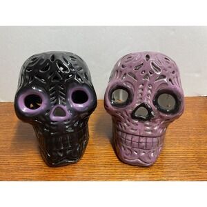 Day of the‎ Dead Skull Light Up Halloween Decor - Set of 2
